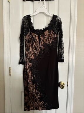Nikibiki Black and Nude Lace Midi Dress
